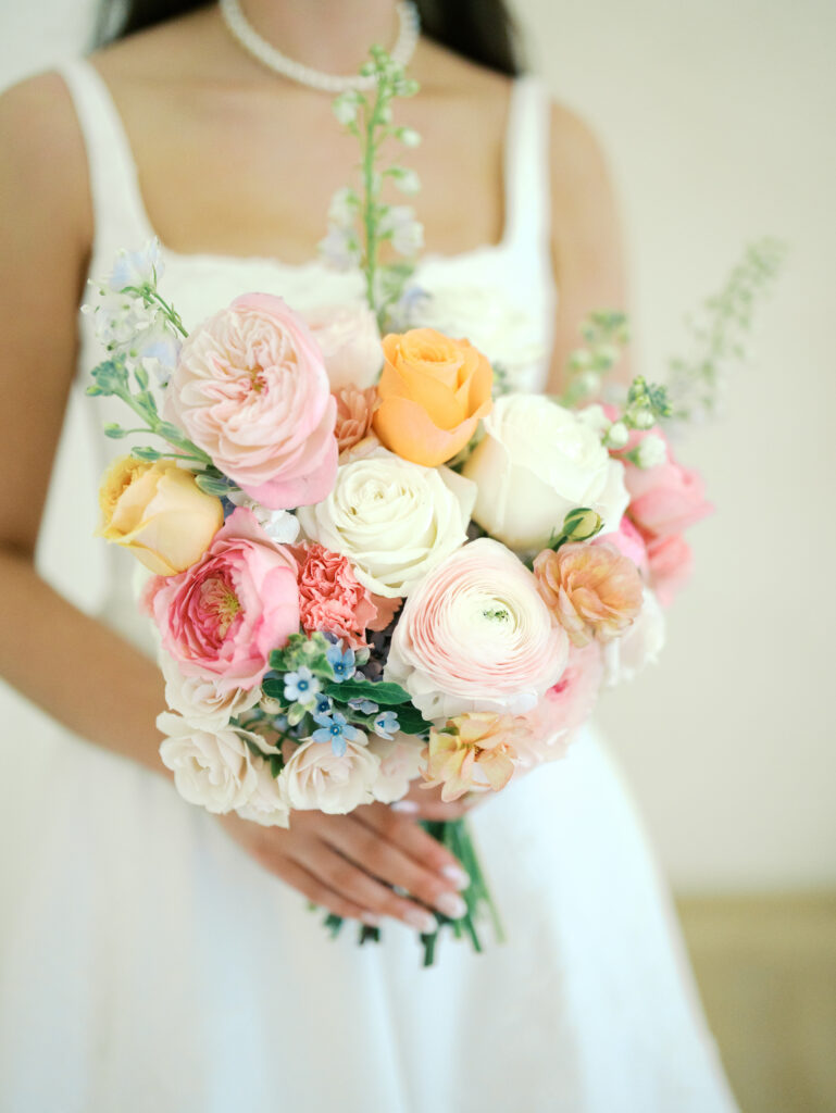 bright and colorful wedding flowers in the spring