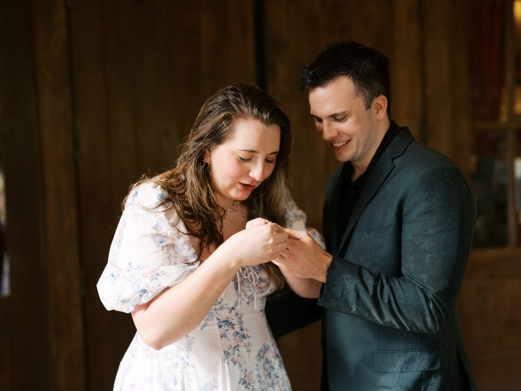 couple smiling after surprise engagement