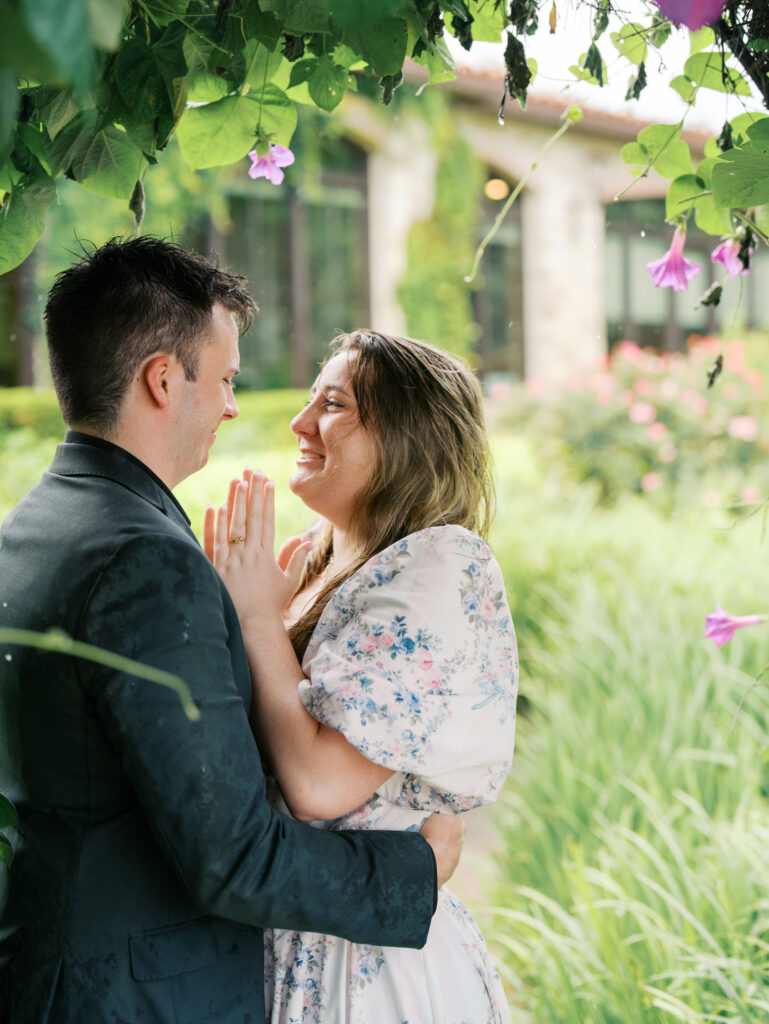 couple smiling after surprise engagement