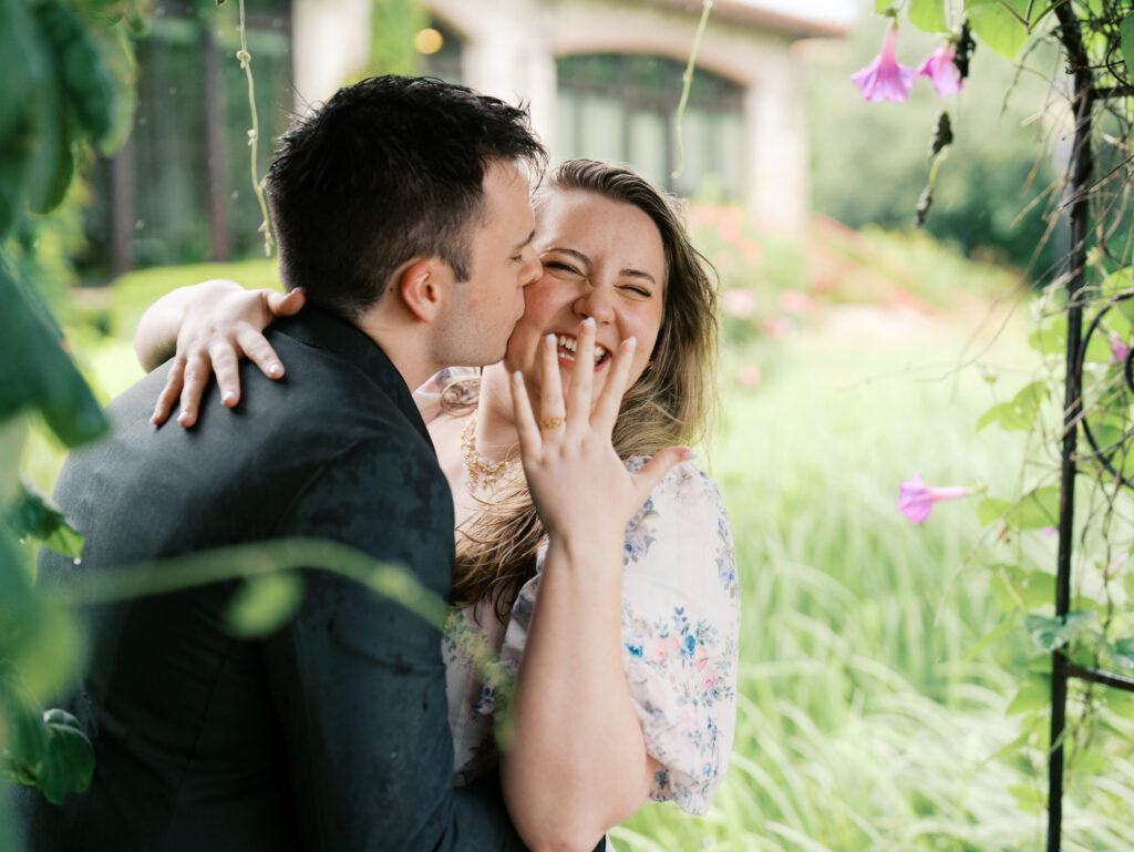 couple smiling after surprise engagement