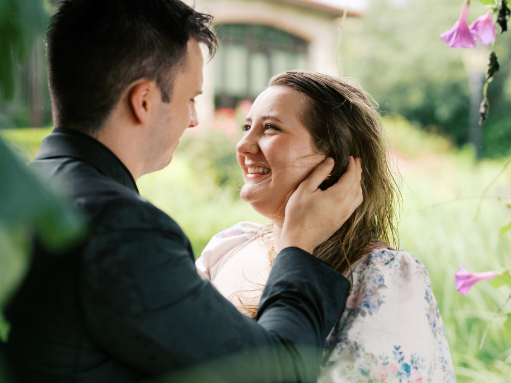 couple smiling after surprise engagement