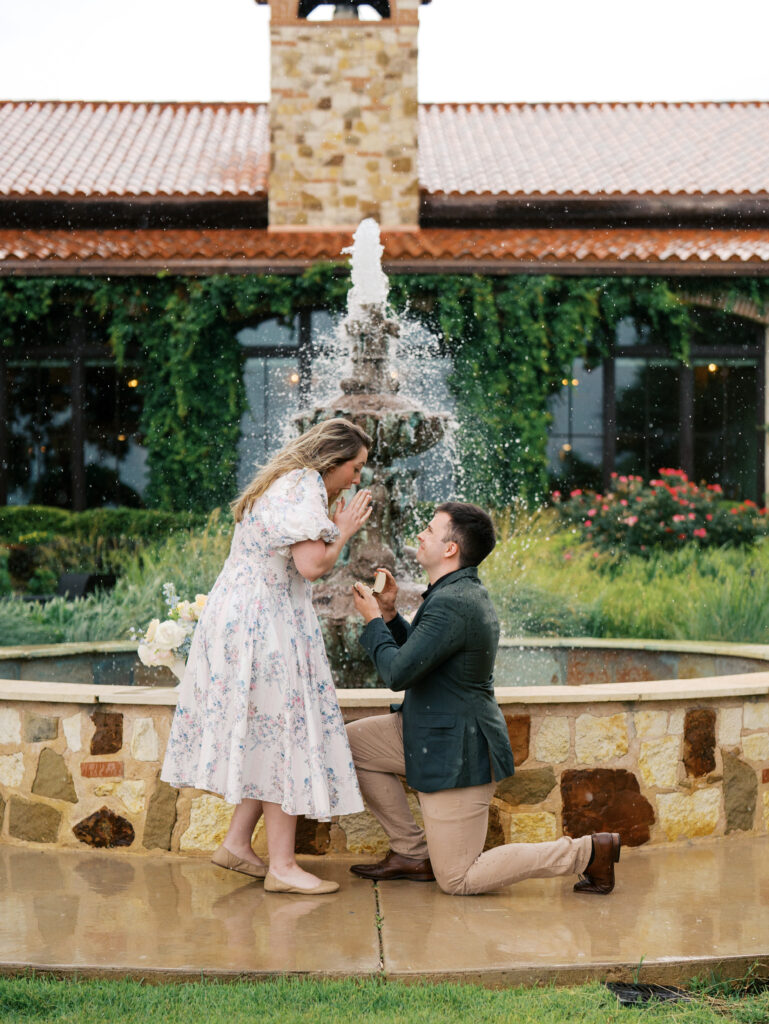 Austin, Texas Surprise Proposal in the Rain