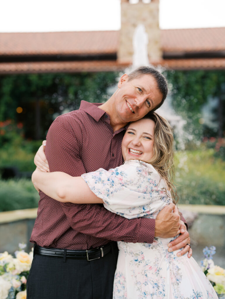 hugging dad after surprise proposal