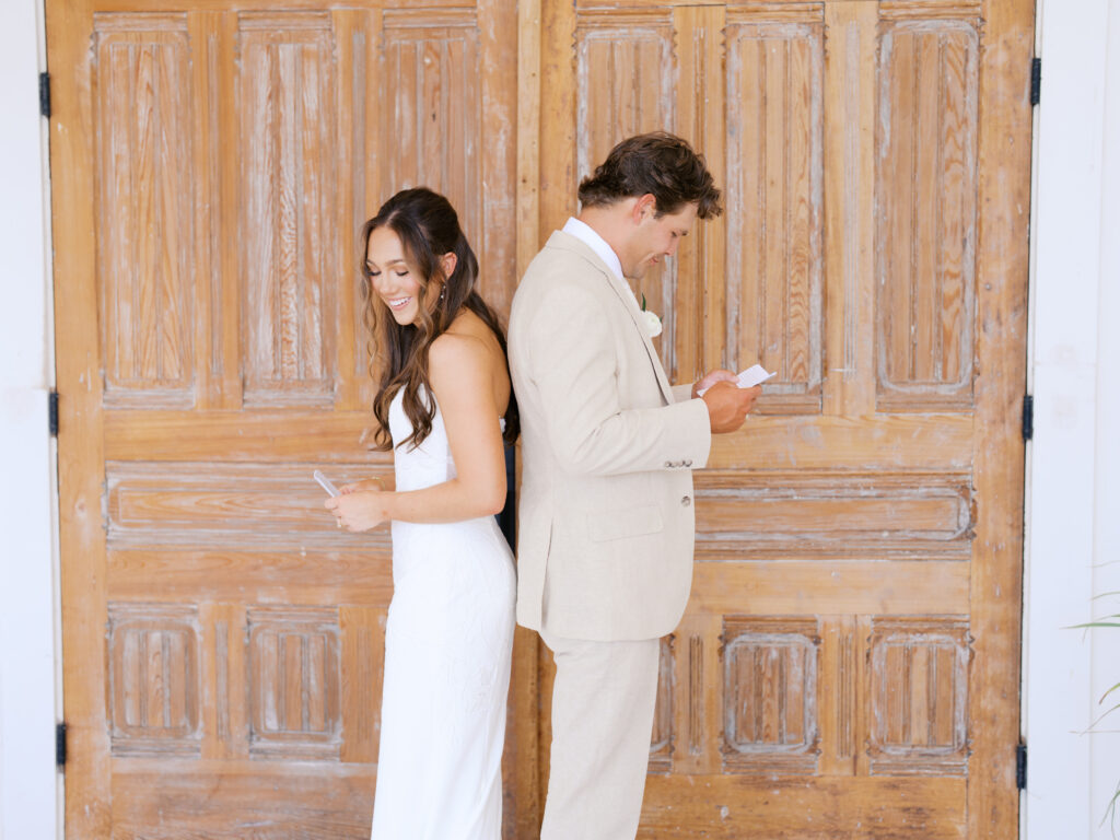private first touch with bride and groom