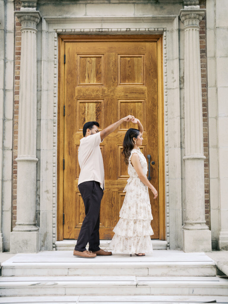 timeless engagement photos in the city