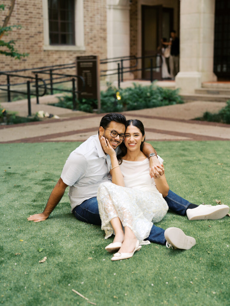 Classy Engagement Photos at the Julia Ideson Library in Houston