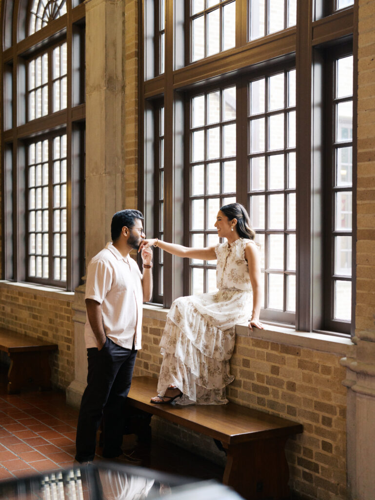 houston couples photoshoot in the library