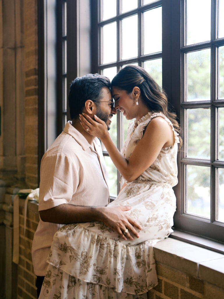 Classy Engagement Photos at the Julia Ideson Library in Houston