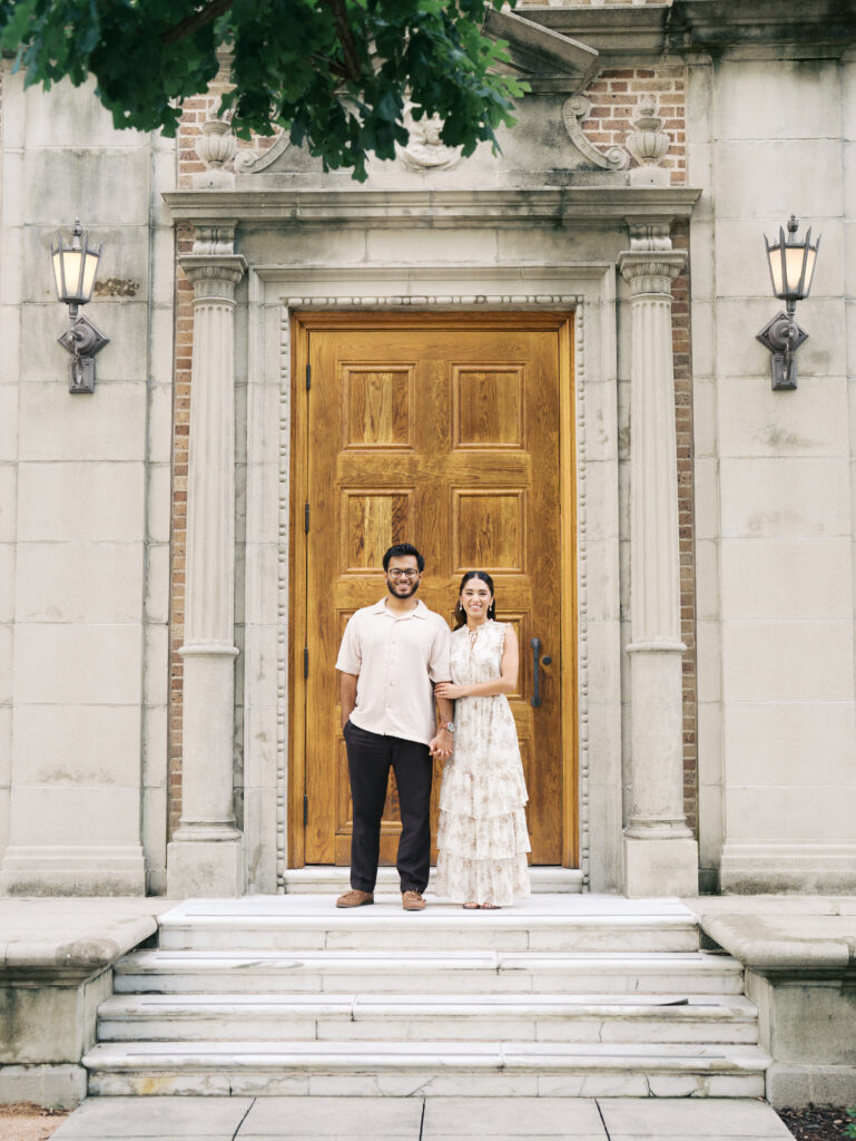 Classy Engagement Photos at the Julia Ideson Library in Houston