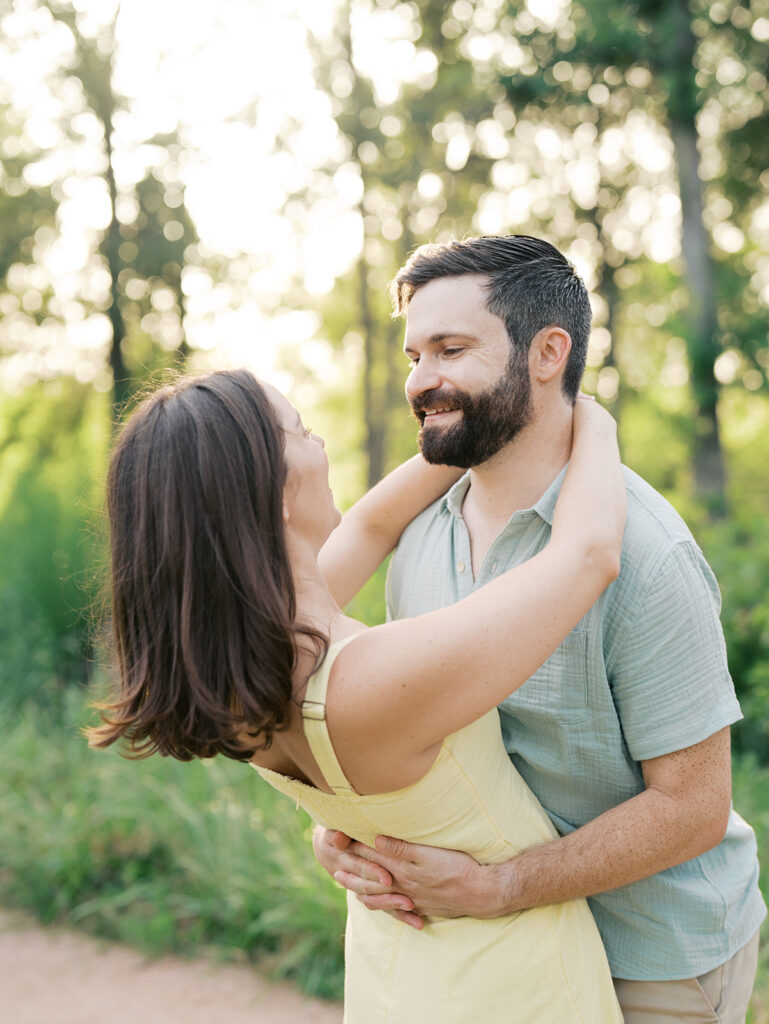 summer outdoor engagement photos at the park in houston texas