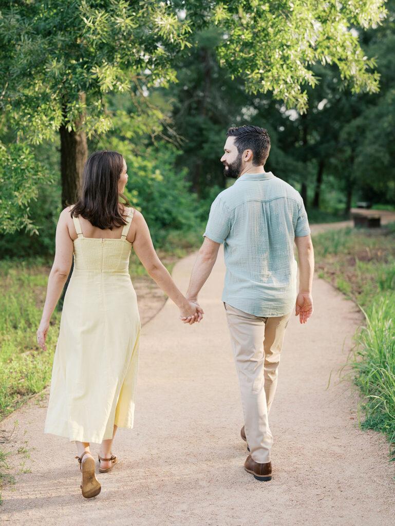 summer outdoor engagement photos at the park in houston texas