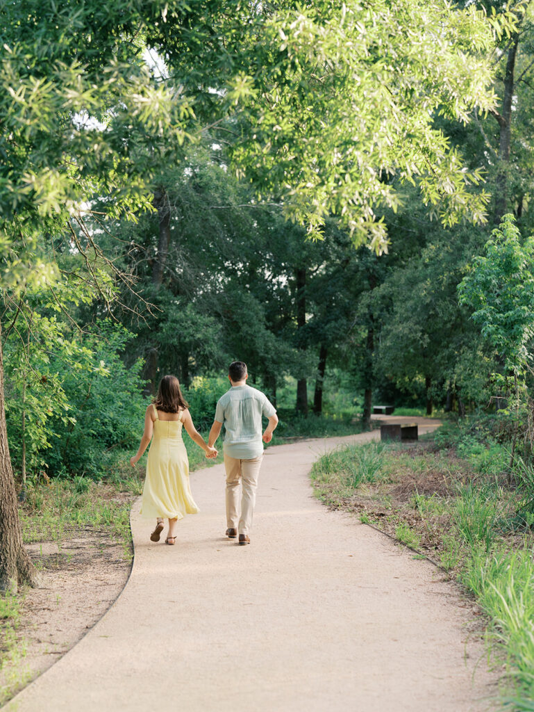 summer outdoor engagement photos at the park in houston texas