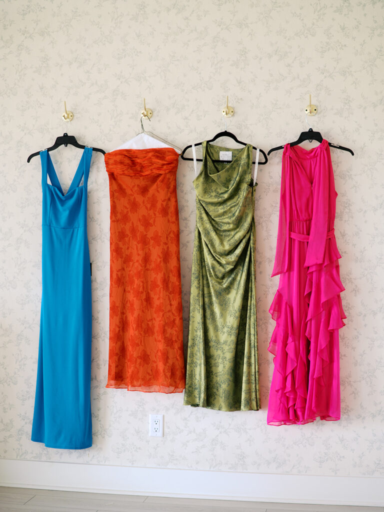 mismatch bridesmaid dresses hanging