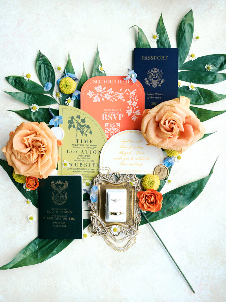 colorful texas wedding details and decor