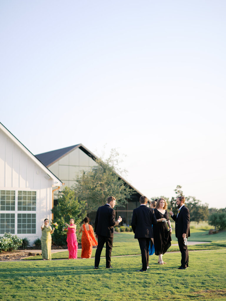cocktail hour wedding guests mingling
