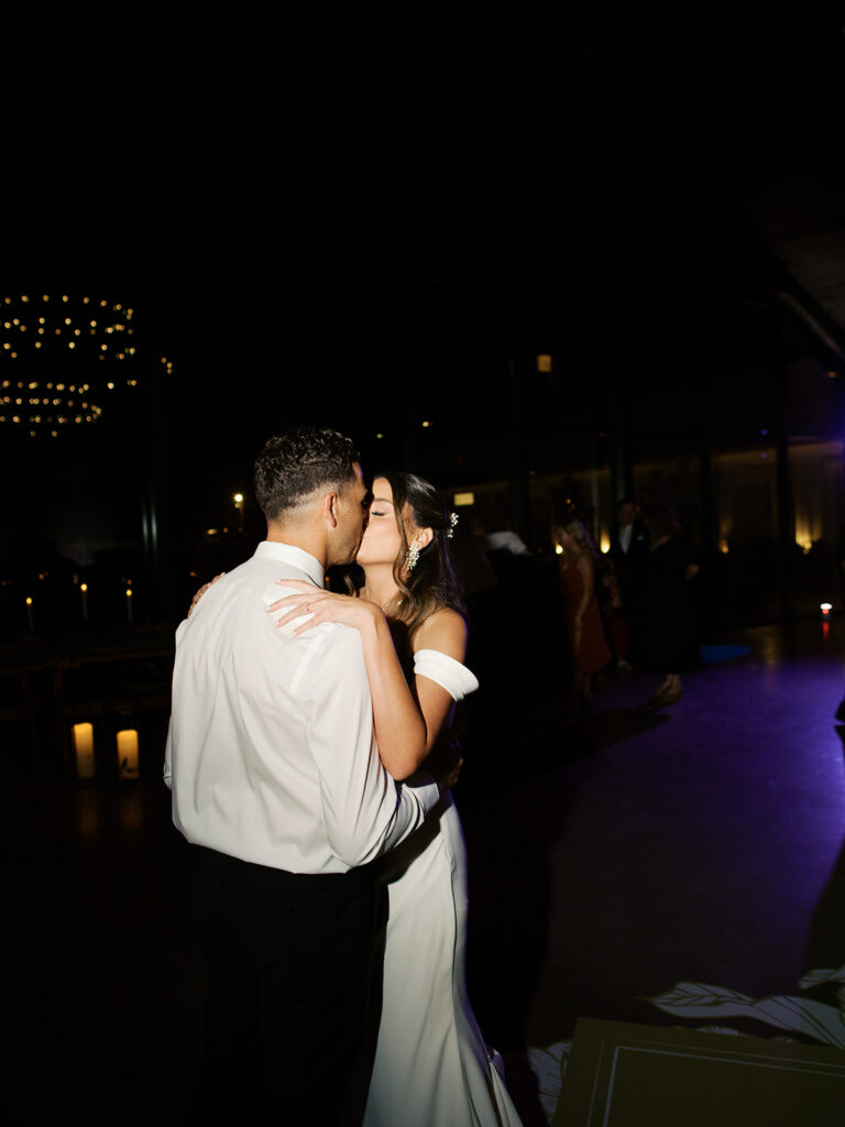 bride and groom dancing