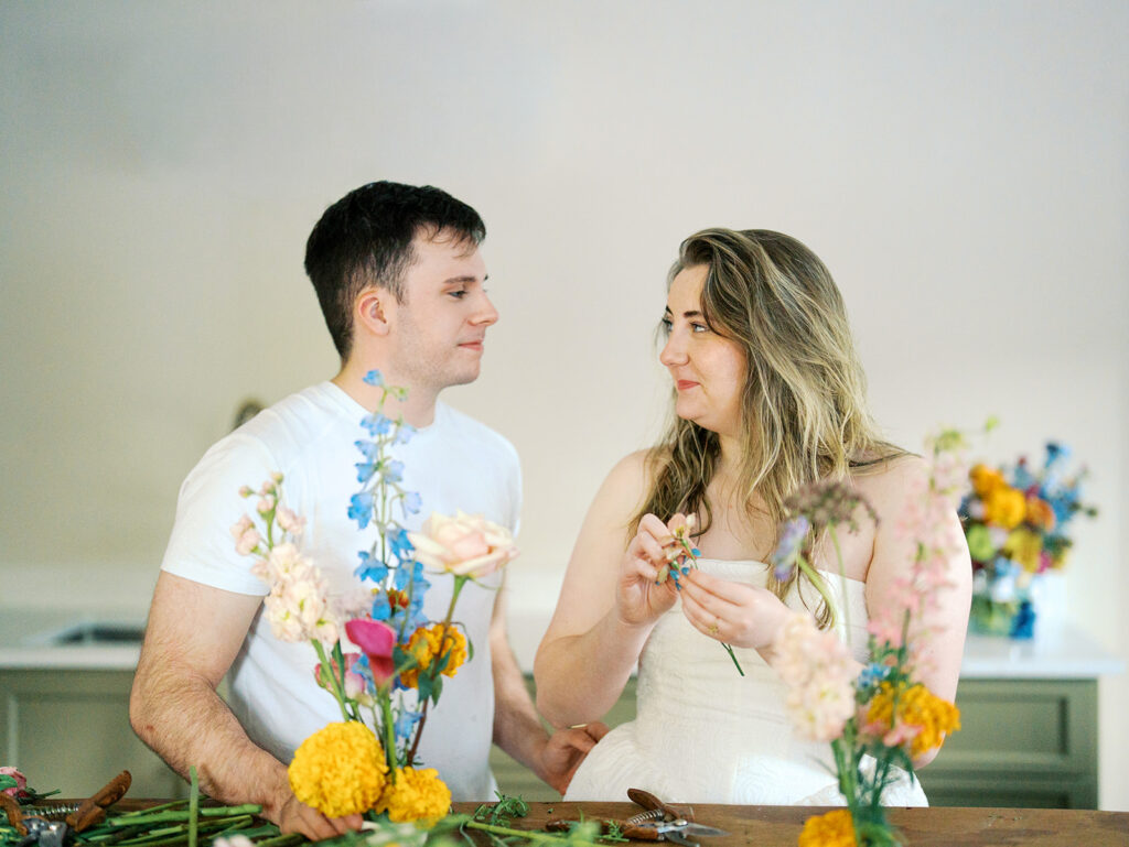 austin wedding florist engagement session film inspired