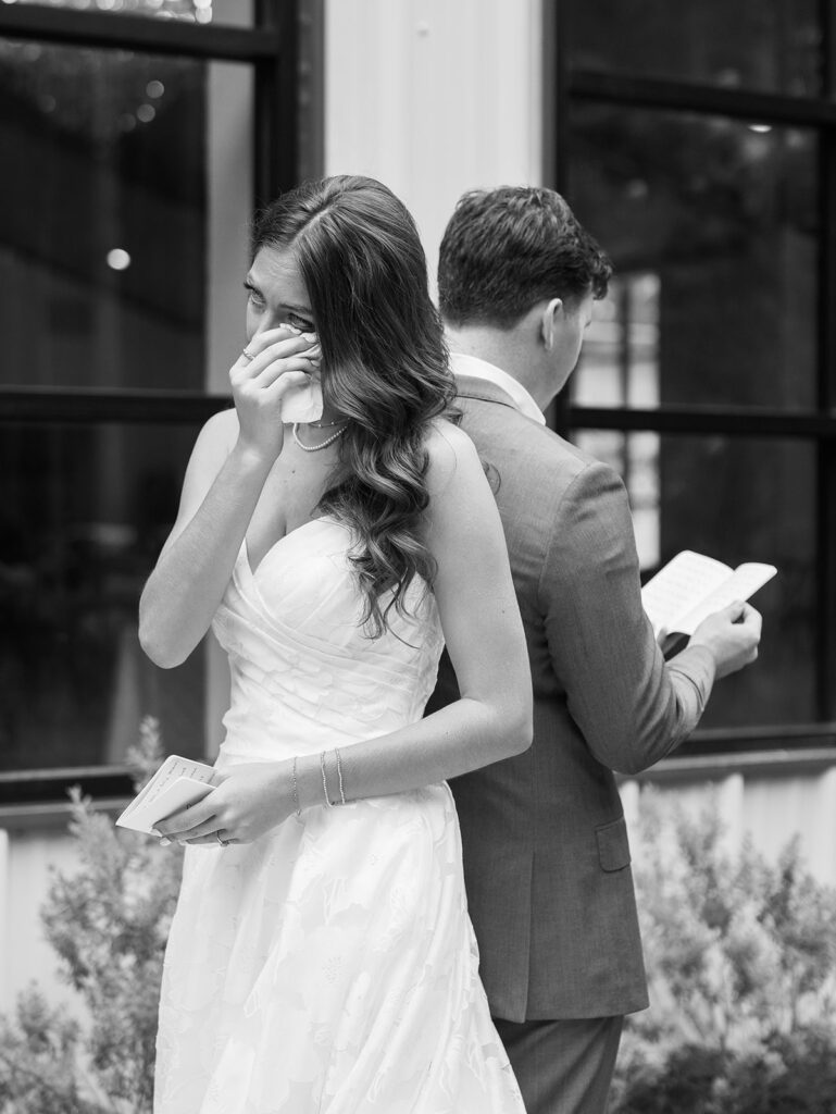 first touch with bride and groom private vows