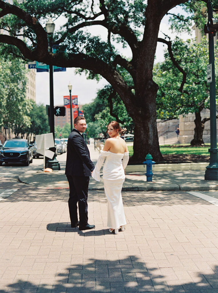 film wedding photos city elopement in houston