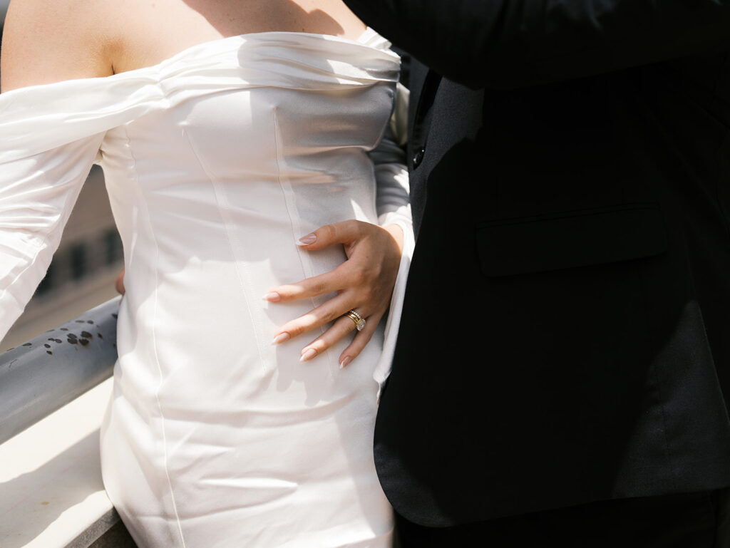 bride and groom portraits in the city vintage and timeless
