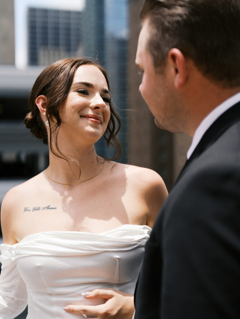 bride and groom portraits in the city vintage and timeless