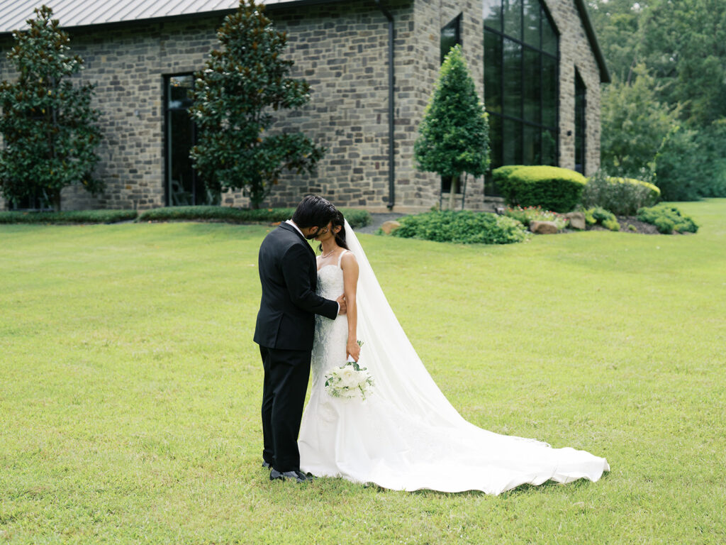 romantic wedding portraits of the bride and groom