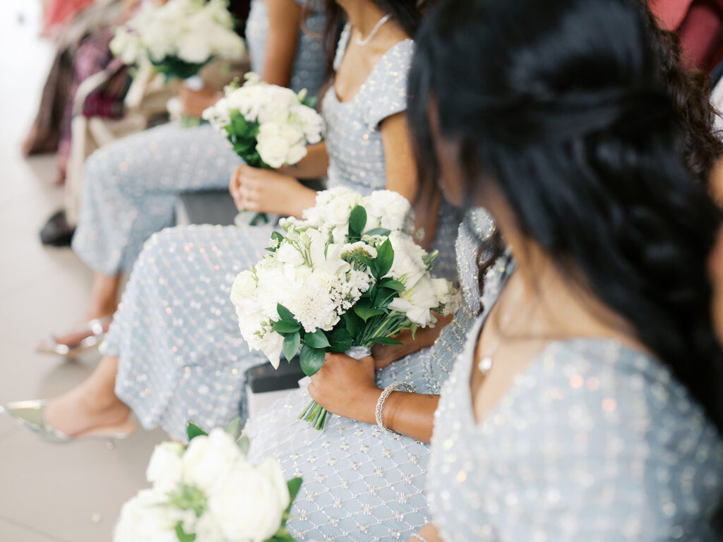 documentary style wedding photography during ceremony of bridesmaids