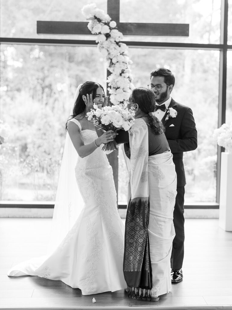 black and white documentary style wedding photos ceremony