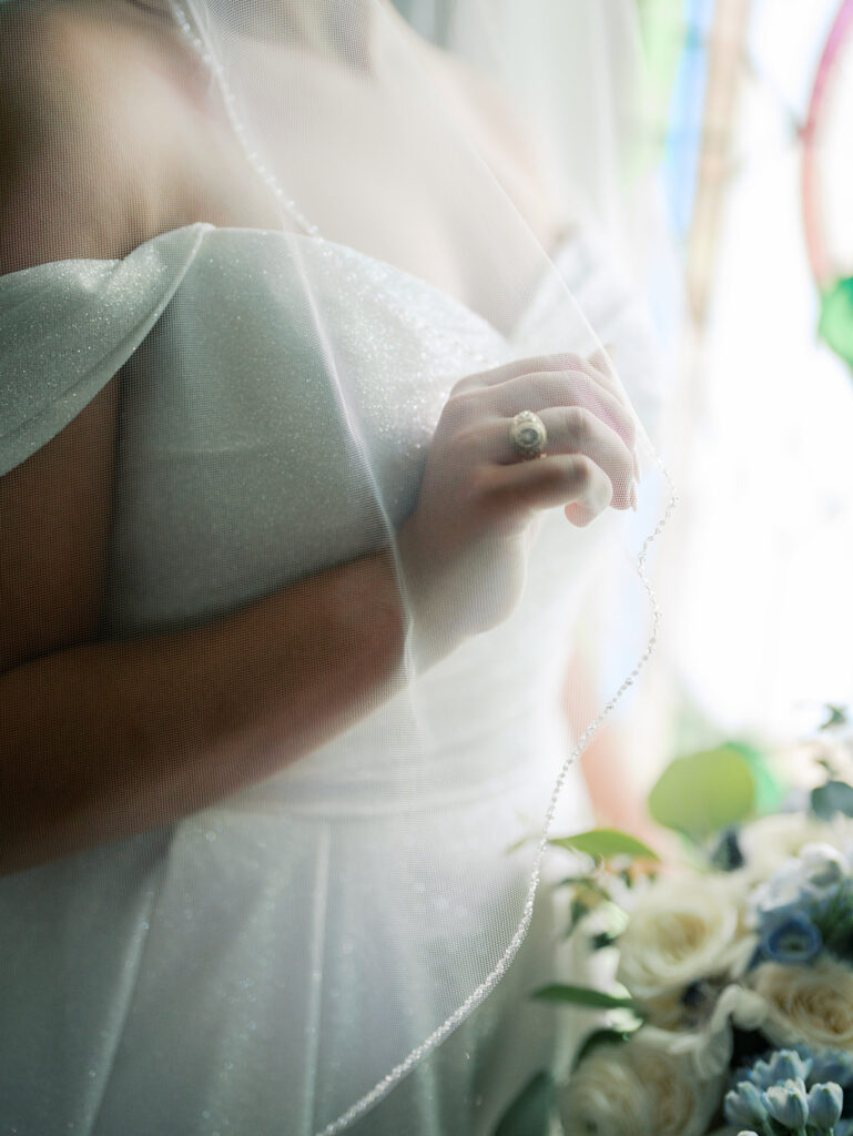 film inspired wedding bridal photoshoot with glass stained windows
