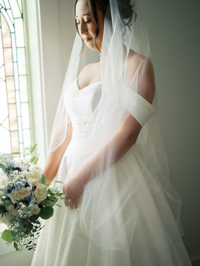 film inspired wedding bridal photoshoot with glass stained windows