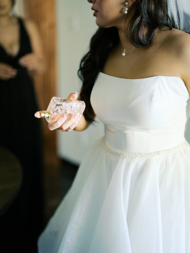 documentary style wedding photos of bride with her bridesmaids