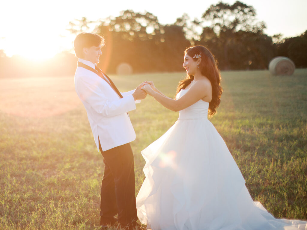 golden hour wedding photos in houston texas