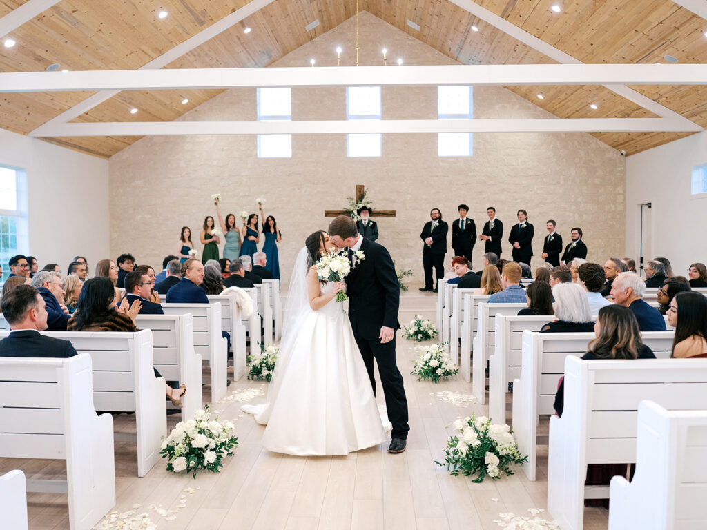 camp hosea wedding ceremony indoors