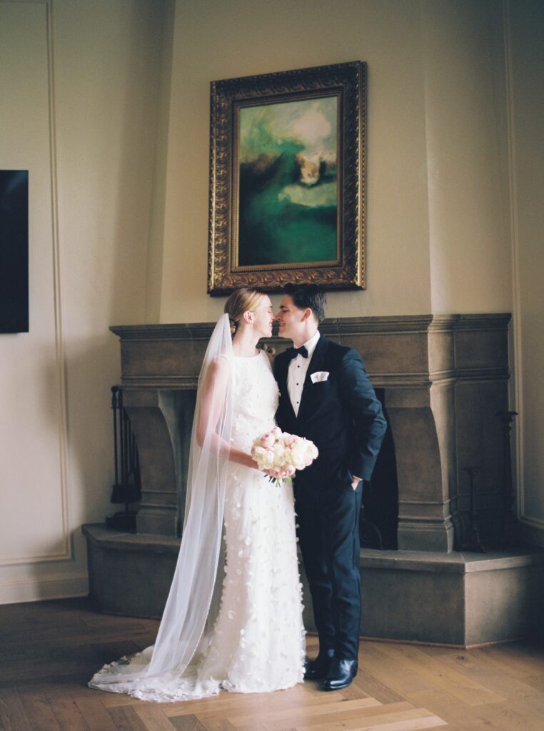 romantic bride and groom photos indoor venue in houston
