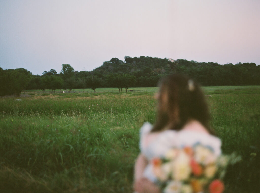 bride on wedding day through wedding photography on film