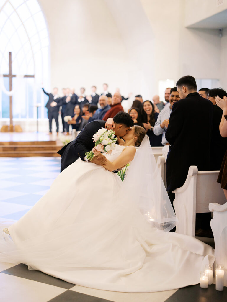 indoor wedding ceremony at the weinberg at wixon valley christ centered wedding day