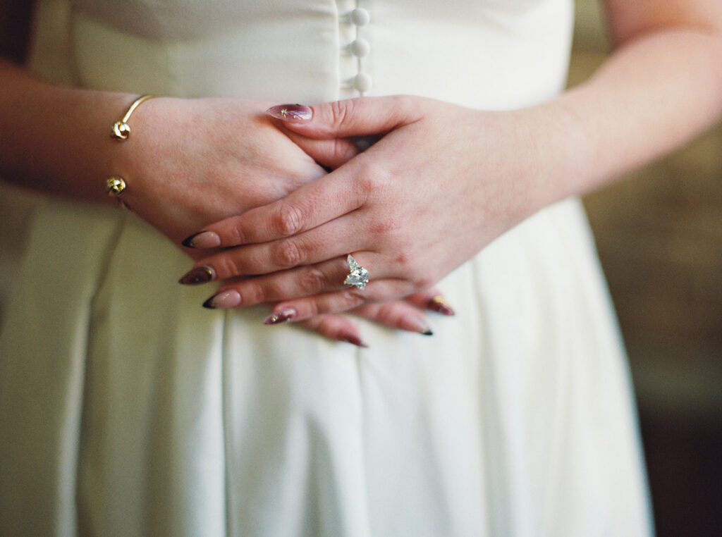 vintage engagement photos with ring