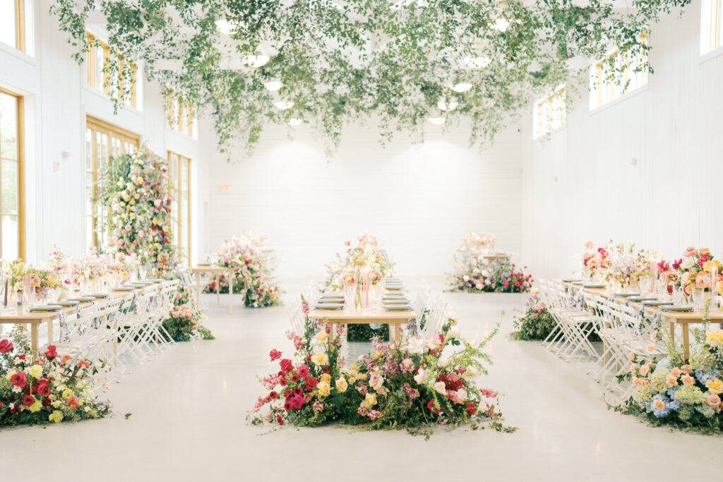 reception space and florals Luxury Wedding In Austin With Artful Floral Design