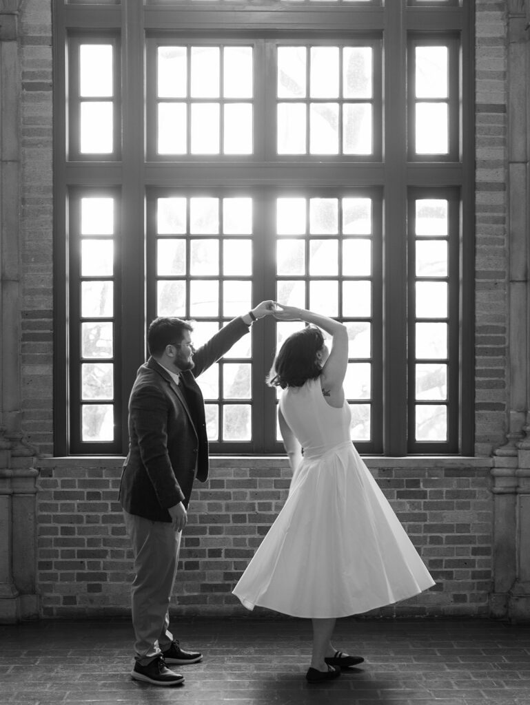 Timeless Engagement Pictures at The Julia Ideson Library