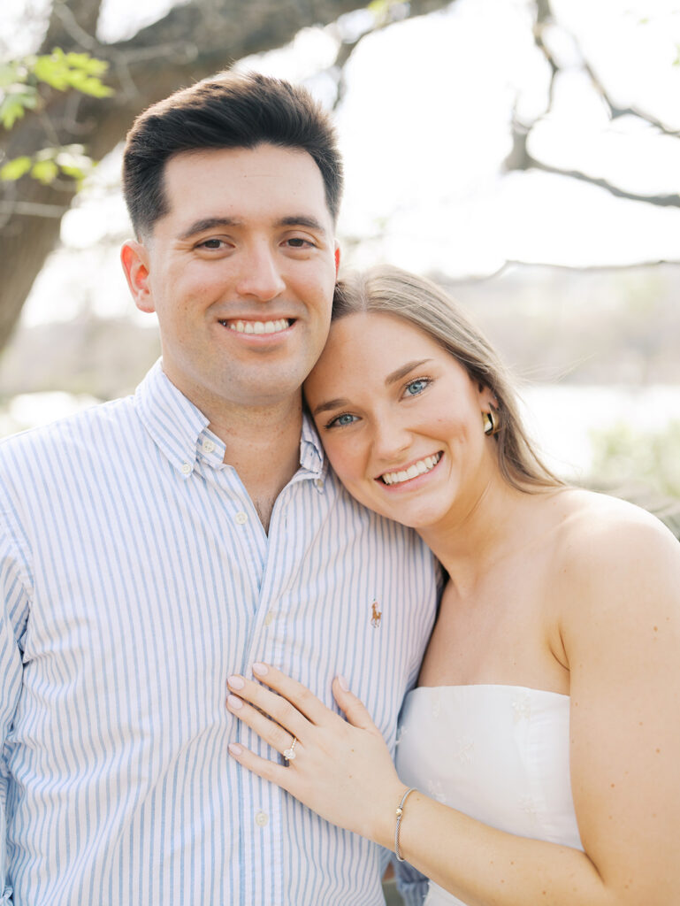 couple smiling at the camera on film photography