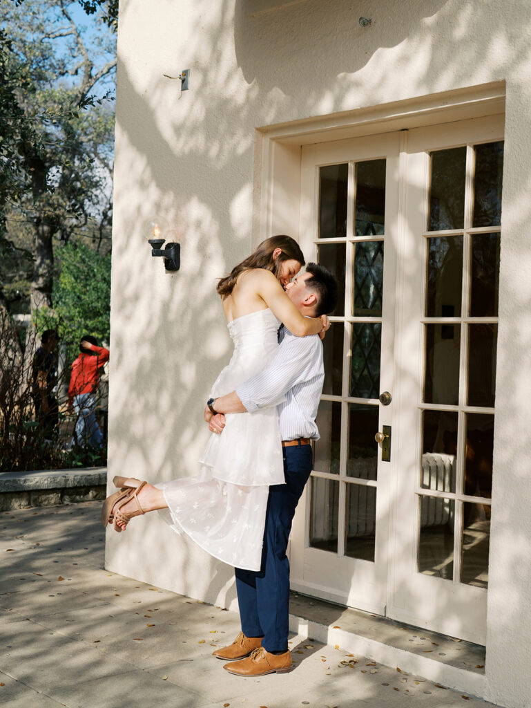 outdoor engagement photos on film