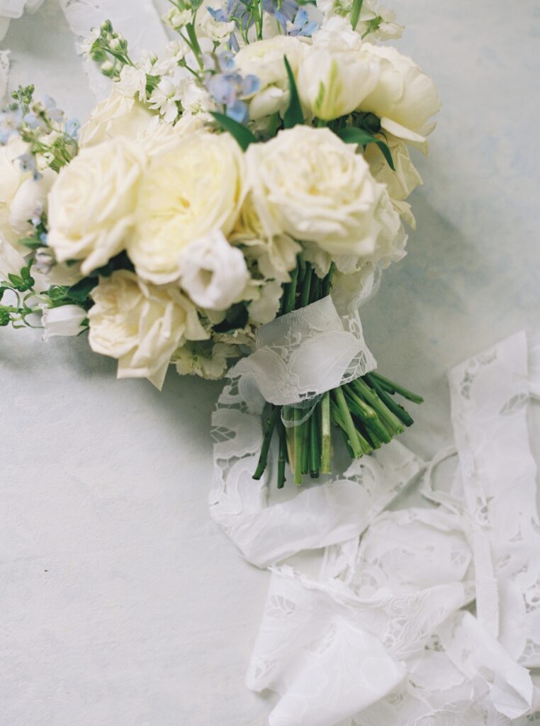 bridal bouquet on wedding day 