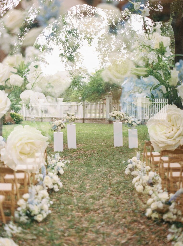 florals and ceremony space at wedding in galveston 